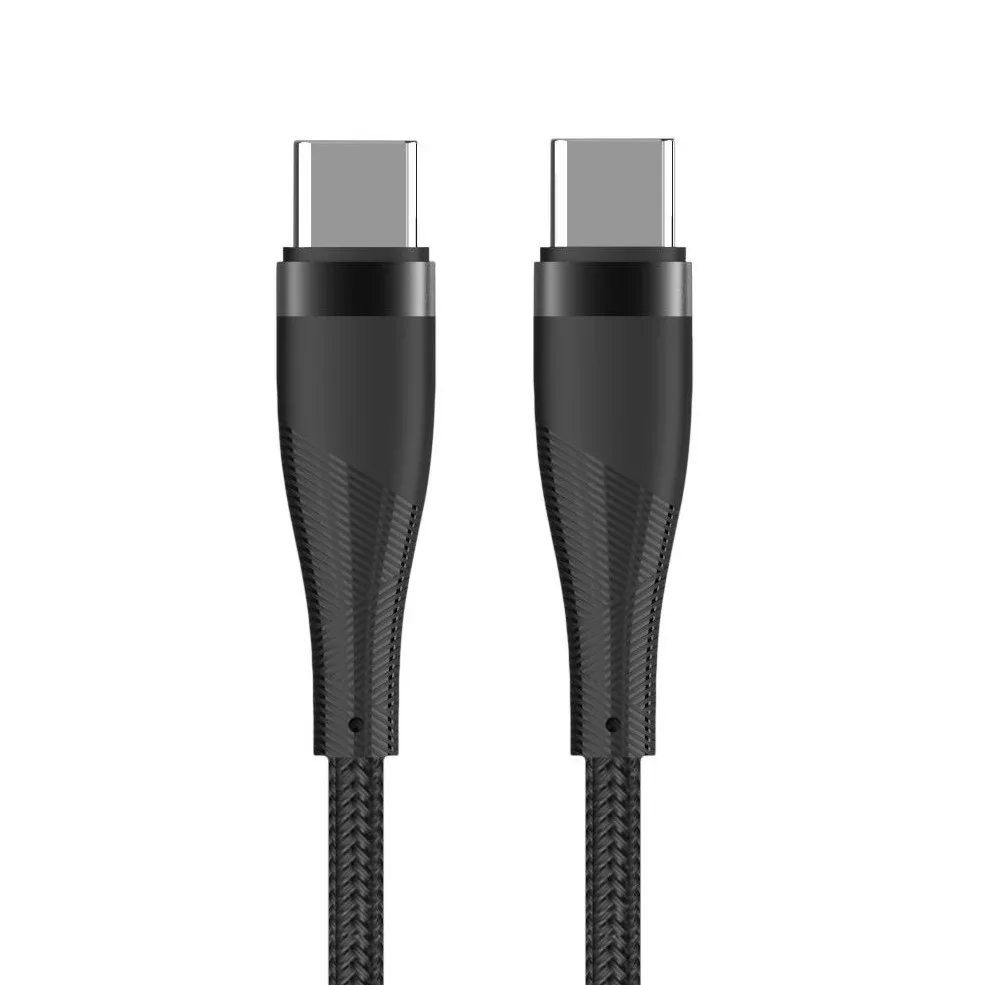 Maxlife MXUC-08 cable USB-C – USB-C 1,0 m 100W black nylon