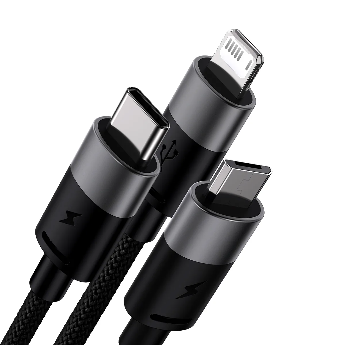 Baseus cable 3in1 StarSpeed USB – micro USB + Lightning + USB-C 1,2m 3,5A black