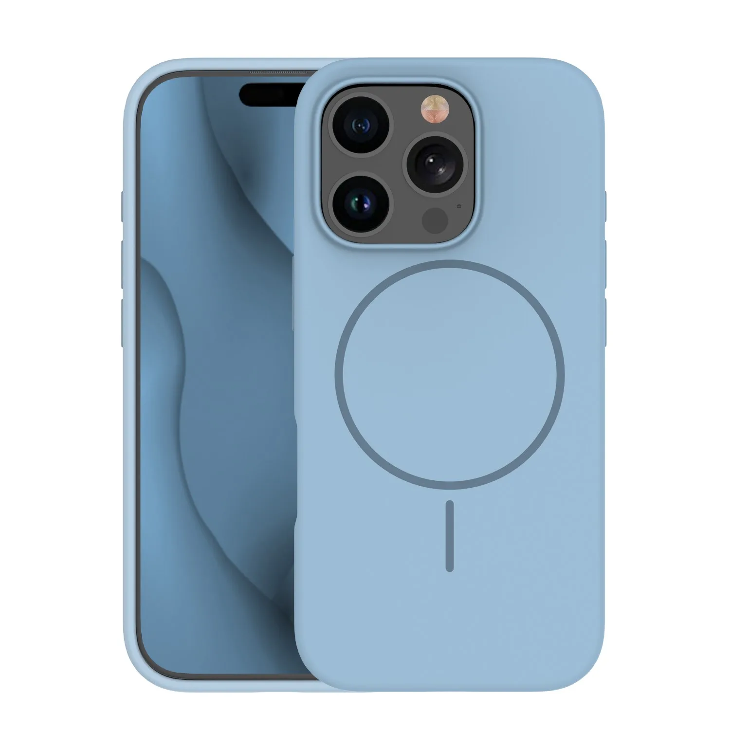 Tunn mag-silikonfodral för iPhone 16e i ljusblå
