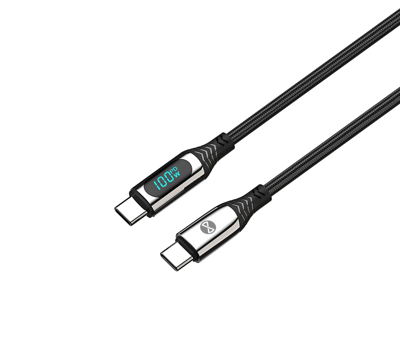 Forever LCD-kabel USB-C – USB-C 1,0 m 100W svart