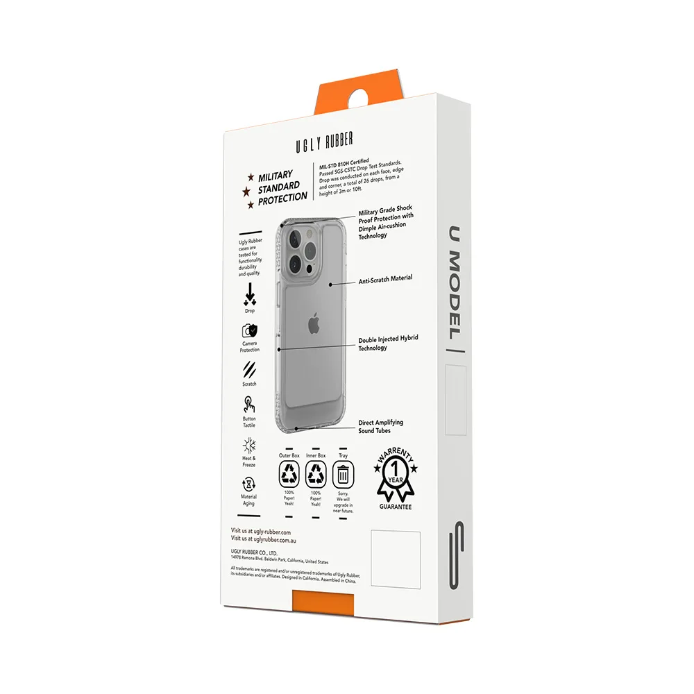 Ugly Rubber UMODEL-fodral för iPhone 15 Pro 6,1″ klarrosa