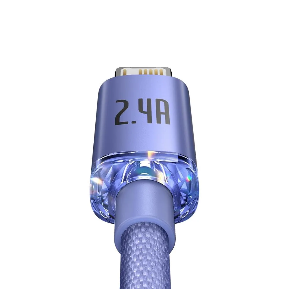 Baseus kabel Crystal Shine USB – Lightning 2,0 m 2,4A lila