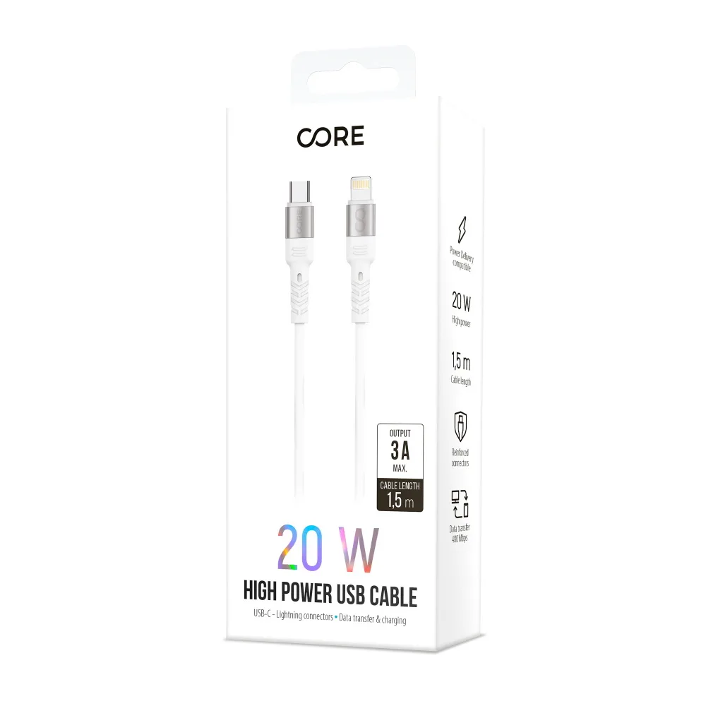 Forever Core High Power cable USB-C – Lightning 1,5 m 20W white