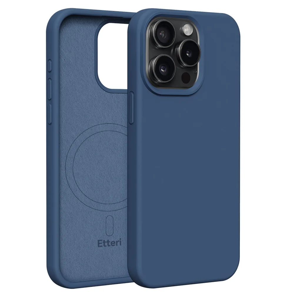 Etteri Silikon Mag-fodral för iPhone 15 Pro Max 6,7″ mörkblå