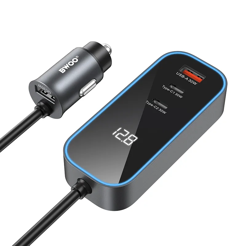 BWOO CC107 PD car charger 1x USB-C – USB-A port 30W black