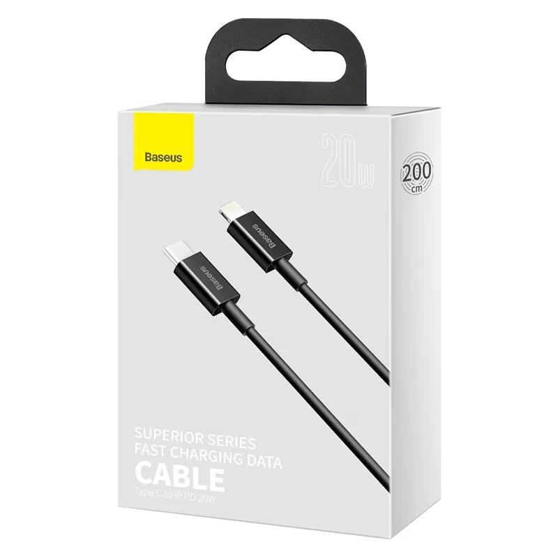 Baseus kabel Superior PD USB-C – Lightning 2,0 m svart 20W