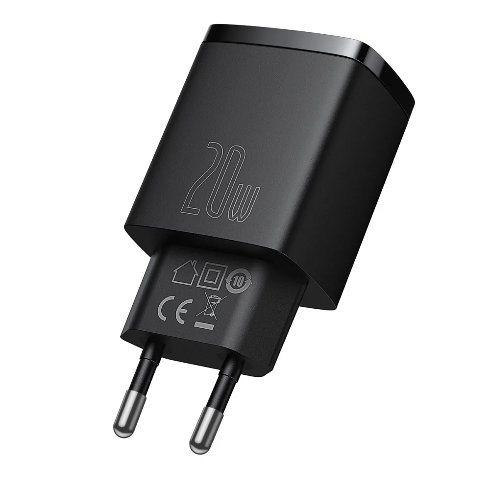 Baseus wall charger Compact PD 20W 1x USB-C 1x USB black