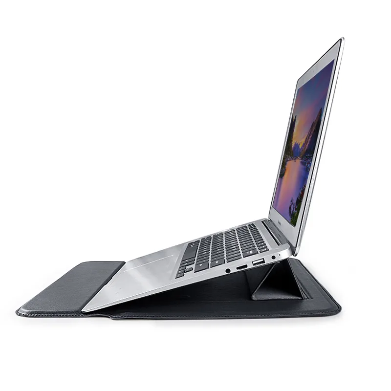 Devia Bärbar datorväska / MacBook-fodral Ultra-Tunn 13,3” vattentät PU-läder svart