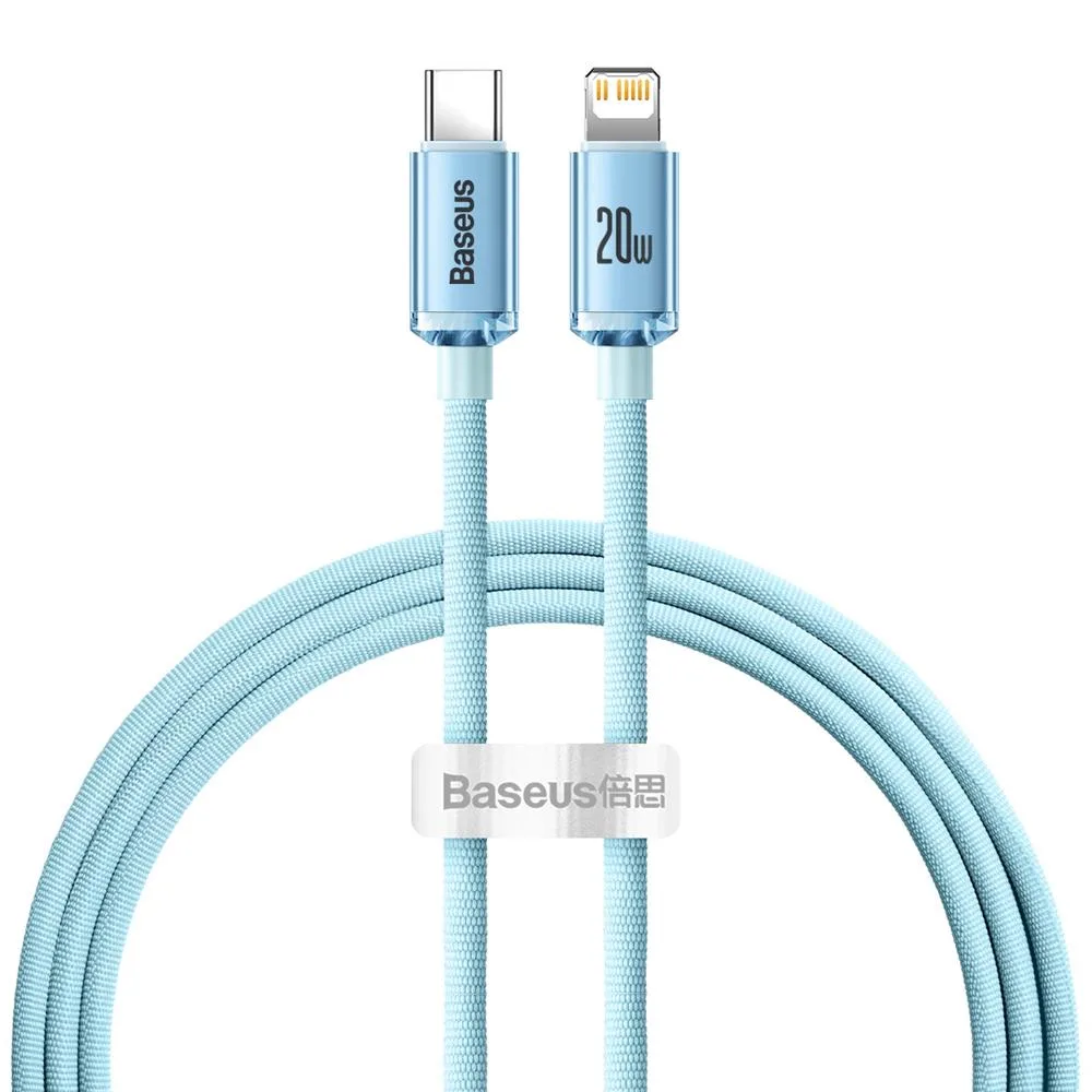 Baseus sladd Crystal Shine USB-C – Lightning 1,2 m 20W himmelsblå
