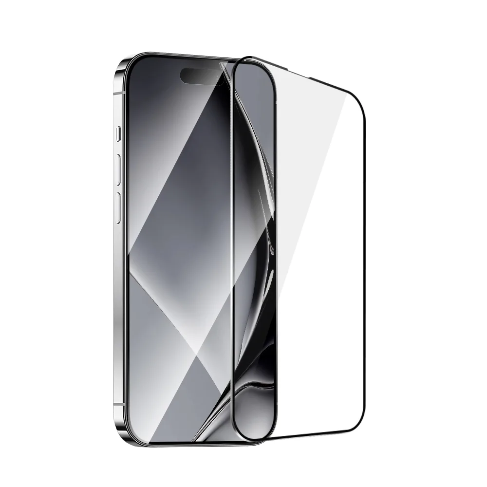 Härdat glas med metallram för iPhone 14 Pro 6,1 tum svart ram