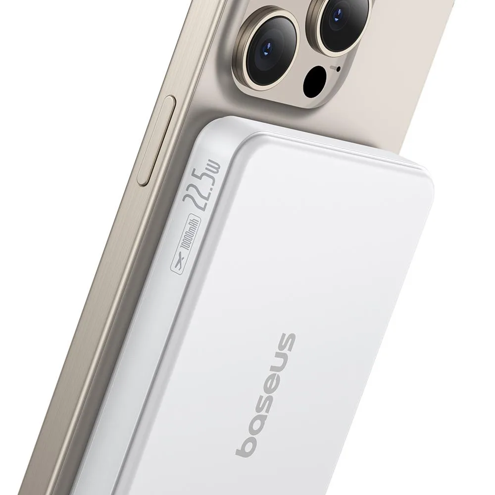 Baseus Airpow Qi2 Magnetisk Power Bank 10000mAh 22,5W med kabel månvit