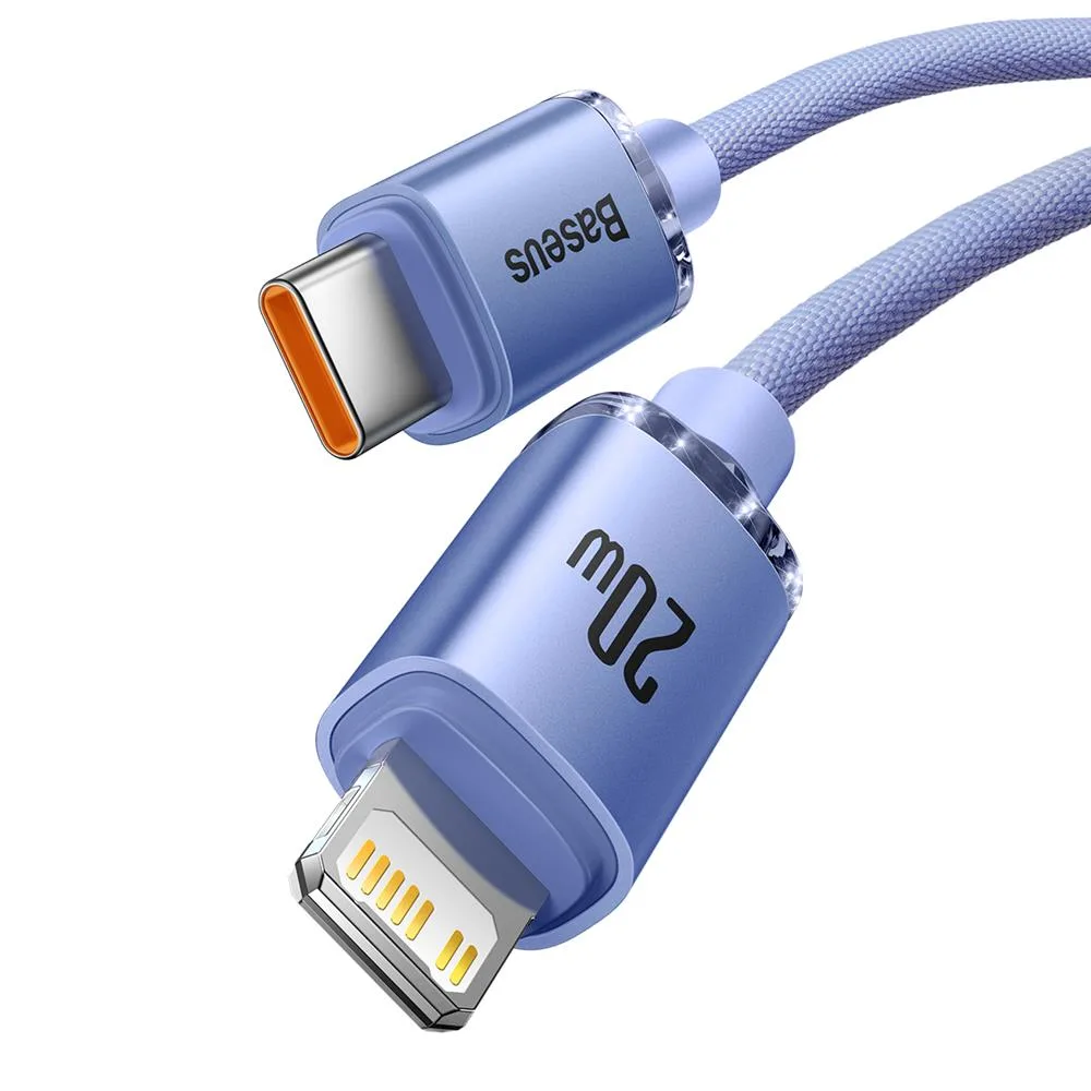 Baseus cable Crystal Shine USB-C – Lightning 2,0 m 20W purple