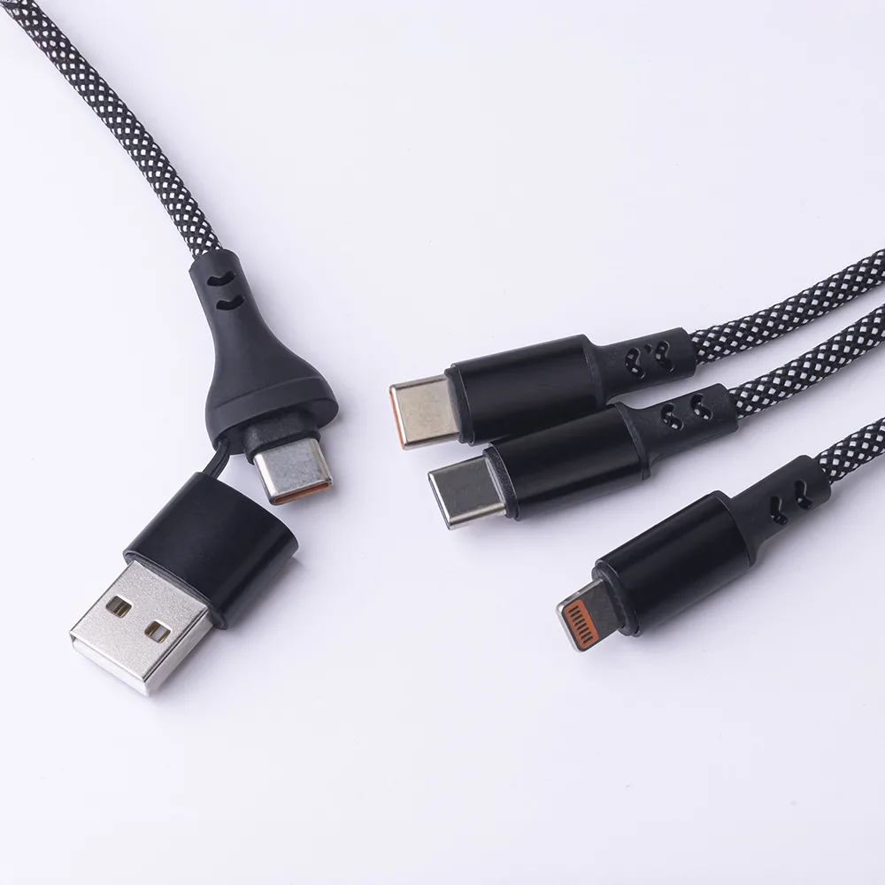 Maxlife ALLin1 cable USB + USB-C – Lightning + 2x USB-C 1,0 m 66W black