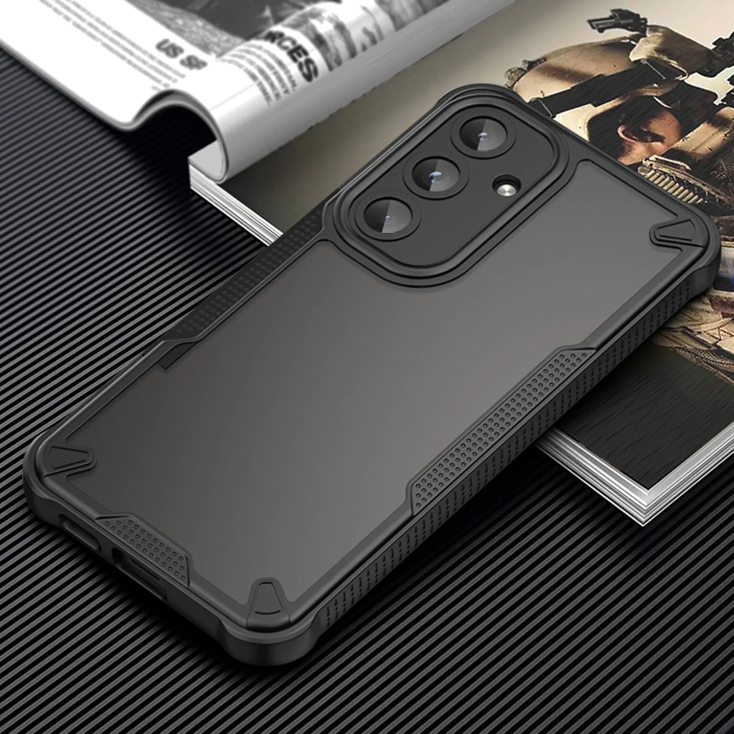 Defender Matt-fodral för Samsung Galaxy S24 FE i svart