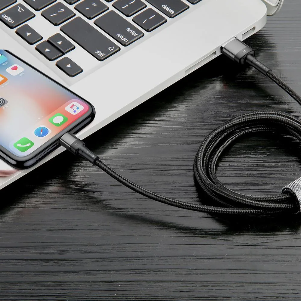 Baseus cable Cafule USB – Lightning 1,0 m 2,4A gray-black double side USB