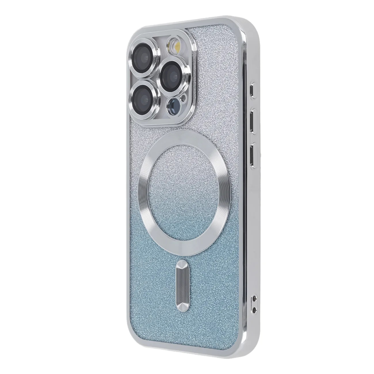 SparkleFlex Mag-fodral för iPhone 15 Plus 6,7-tums silver gradient