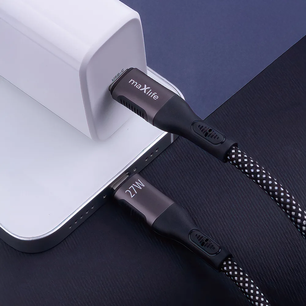Maxlife MXUC-11 magnetic cable USB-C – Lightning 1,0 m 27W black nylon