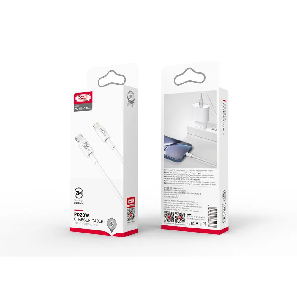 XO cable NB-Q189B PD USB-C – Lightning 2,0m 20W white