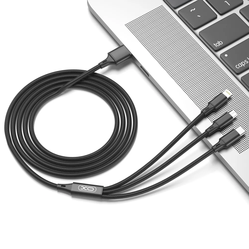 XO cable NB173 3in1 USB – Lightning + USB-C + microUSB 1,2 m 2,4A black
