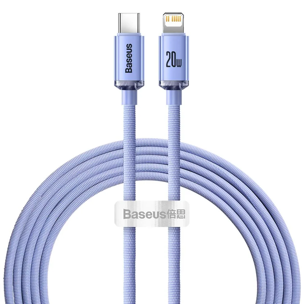 Baseus cable Crystal Shine USB-C - Lightning 2,0 m 20W purple