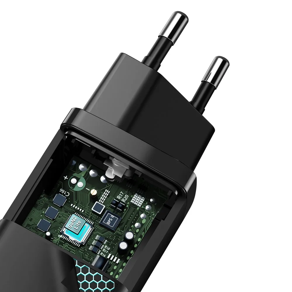 Baseus wall charger GaN2 Lite PD 65W 1x USB-C 1x USB black