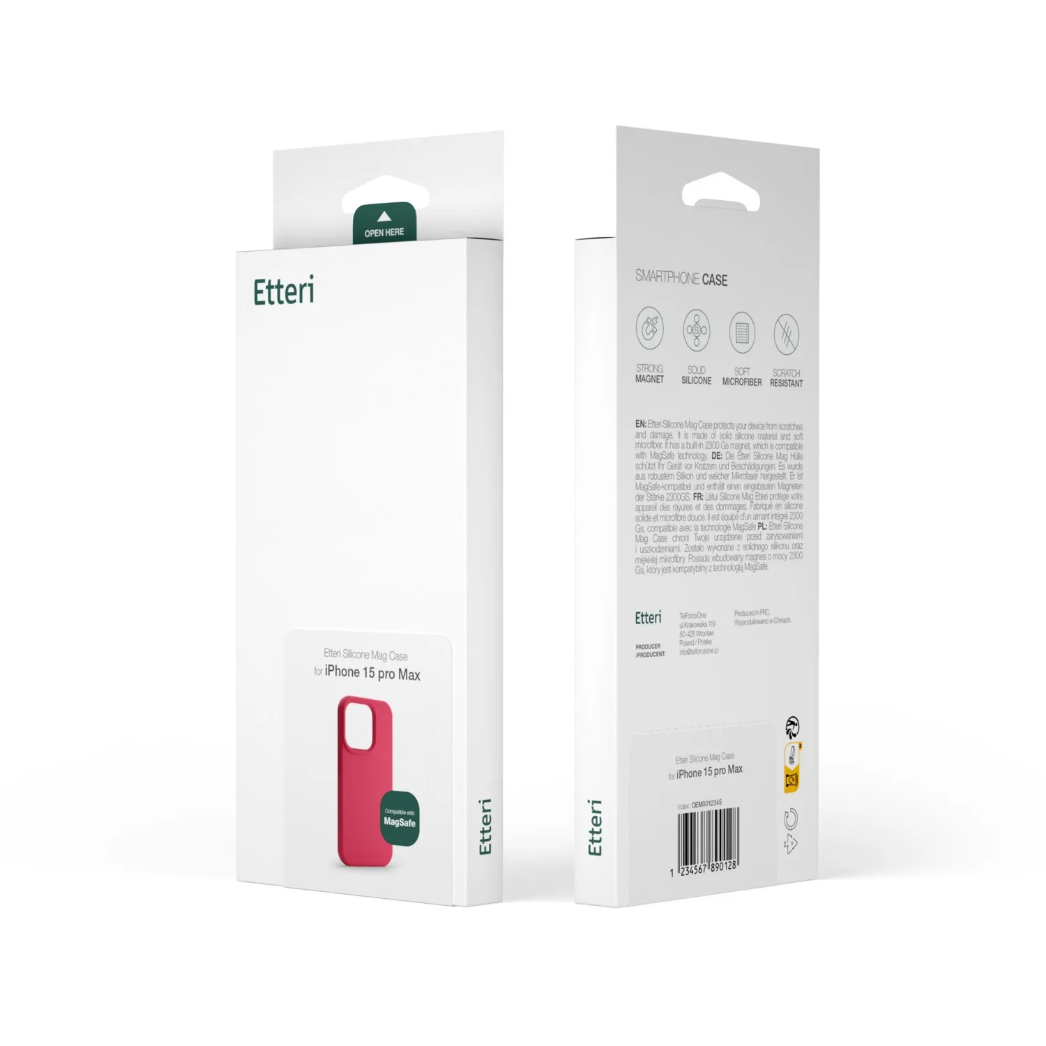 Etteri Silikon Mag-fodral för iPhone 12 / 12 Pro 6,1″ hallon