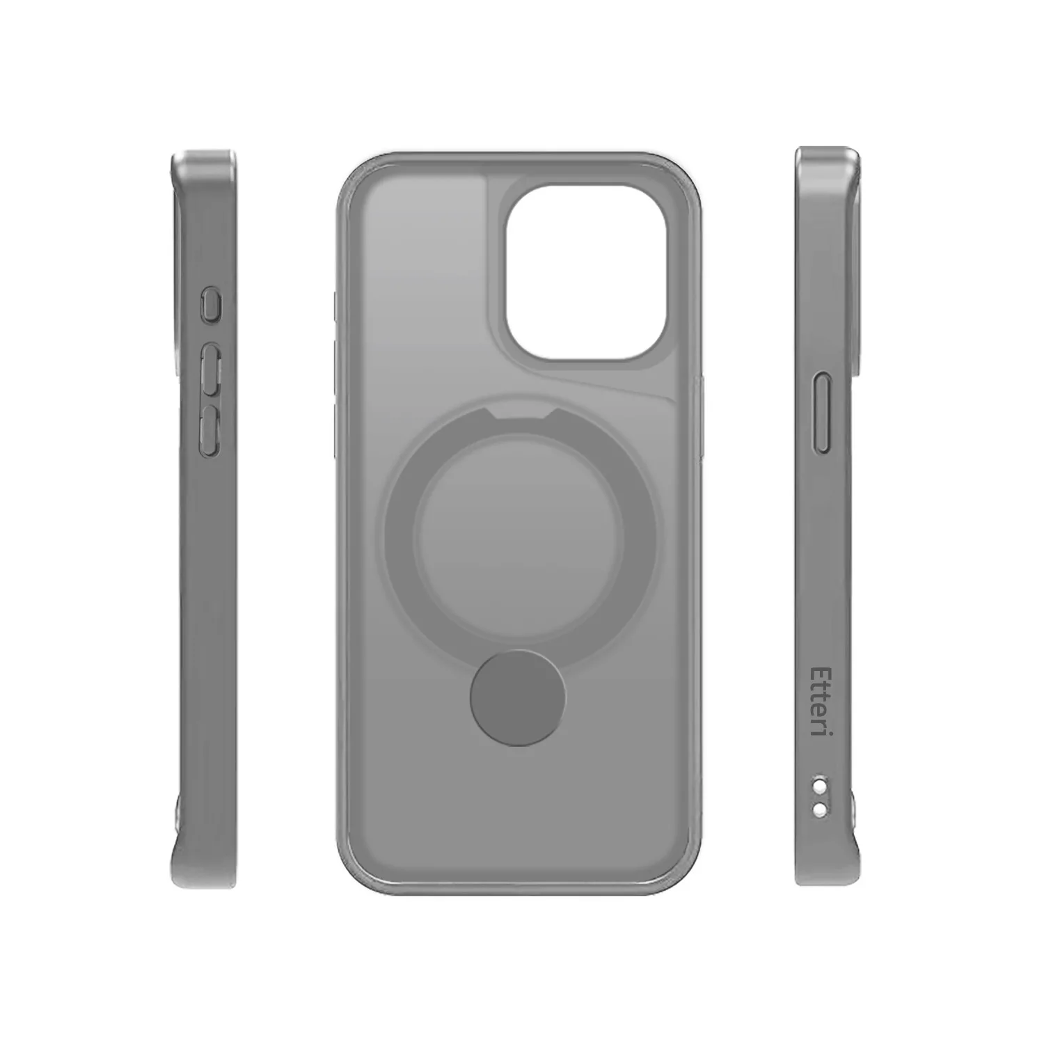 Etteri Matt Mag Ring-fodral för iPhone 15 Pro Max 6,7″ grå