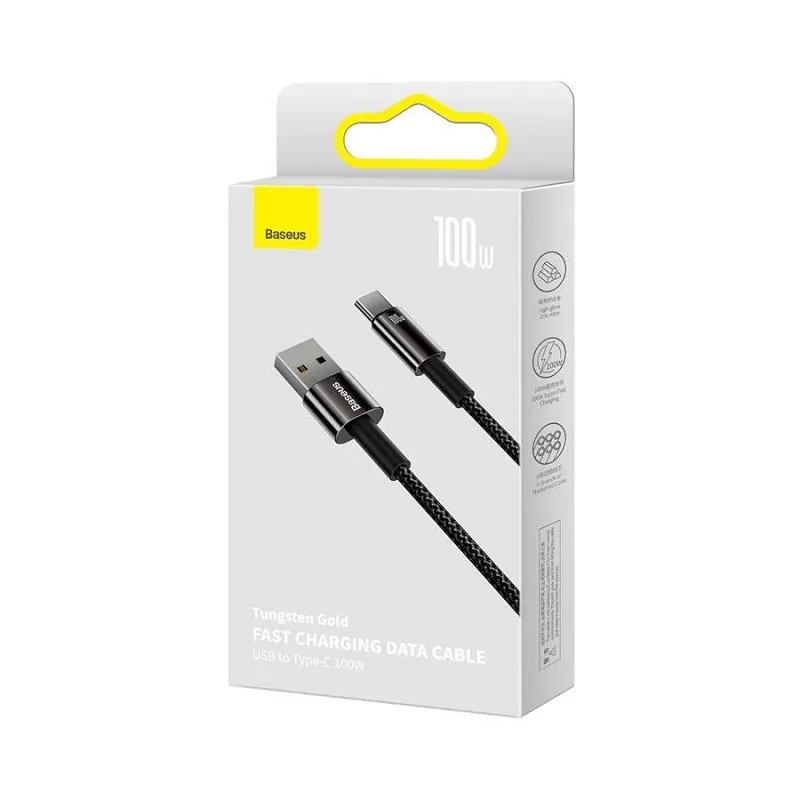 Baseus cable Tungsten USB – USB-C 2,0m black 100W