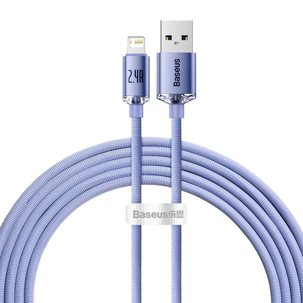Baseus kabel Crystal Shine USB – Lightning 2,0 m 2,4A lila