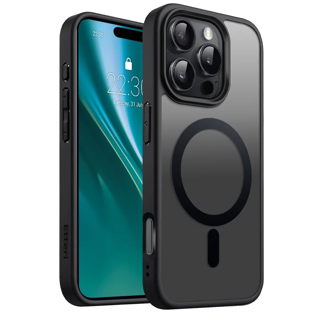 Etteri Matt Mag-fodral för iPhone 16 Pro Max 6,9 tum svart