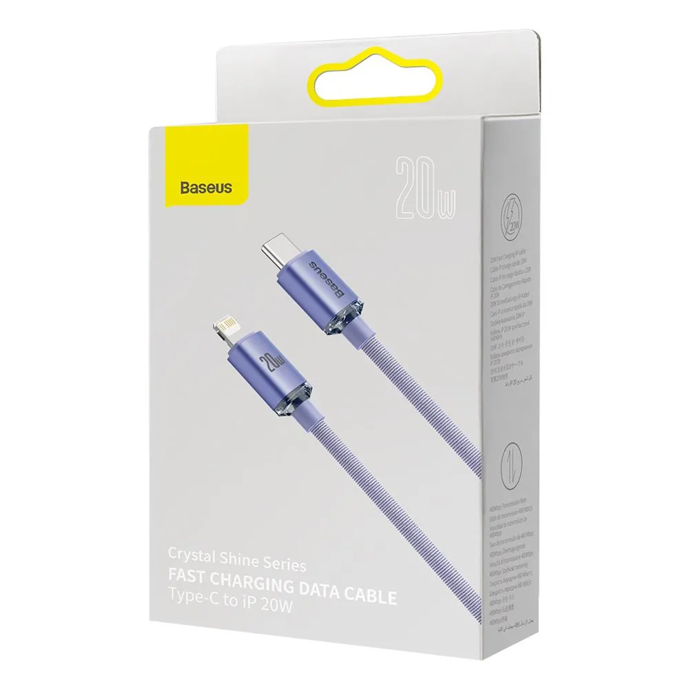 Baseus cable Crystal Shine USB-C – Lightning 2,0 m 20W purple