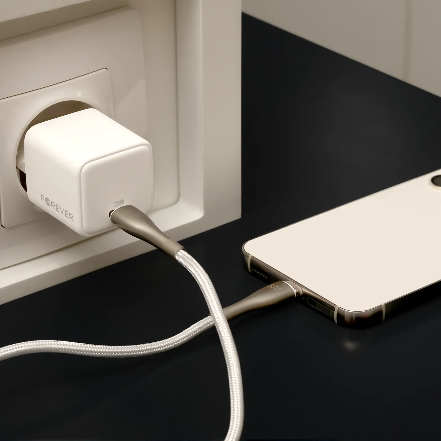 Evighets TC-08-20C GaN PD QC-laddare 1x USB-C 20W vit