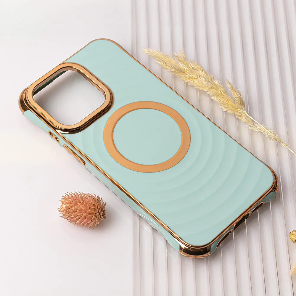 Circle Glam Mag-fodral för iPhone 13 Pro Max 6,7 tum i mintfärg