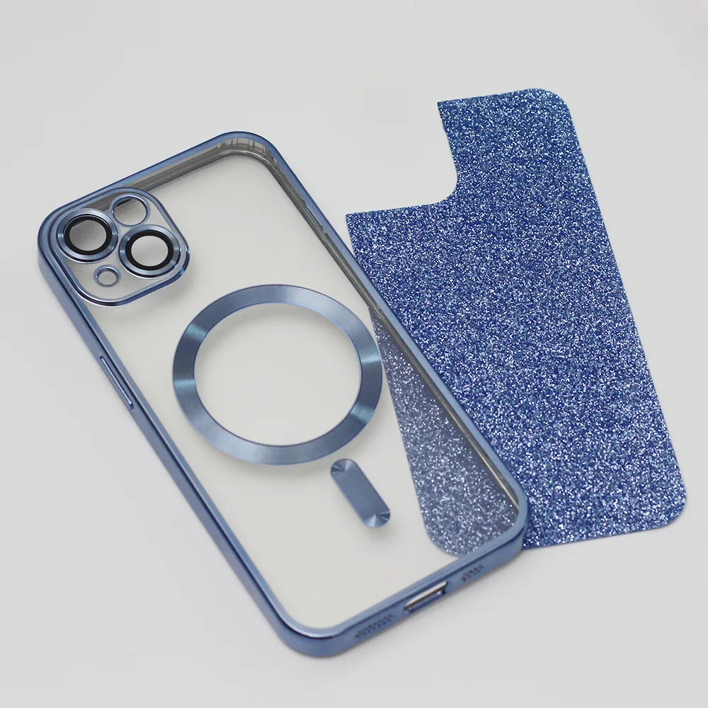 Glitter Chrome Mag-fodral för iPhone 15 Plus 6,7″ blå