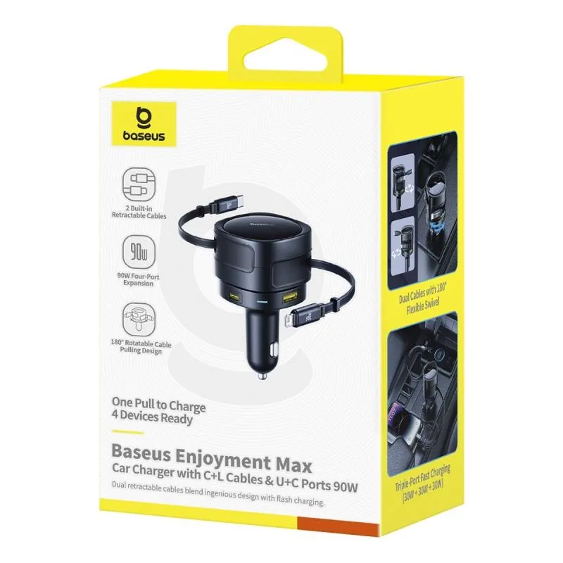 Baseus PD biladapter 1x USB-C + USB-A uttag 90W svart