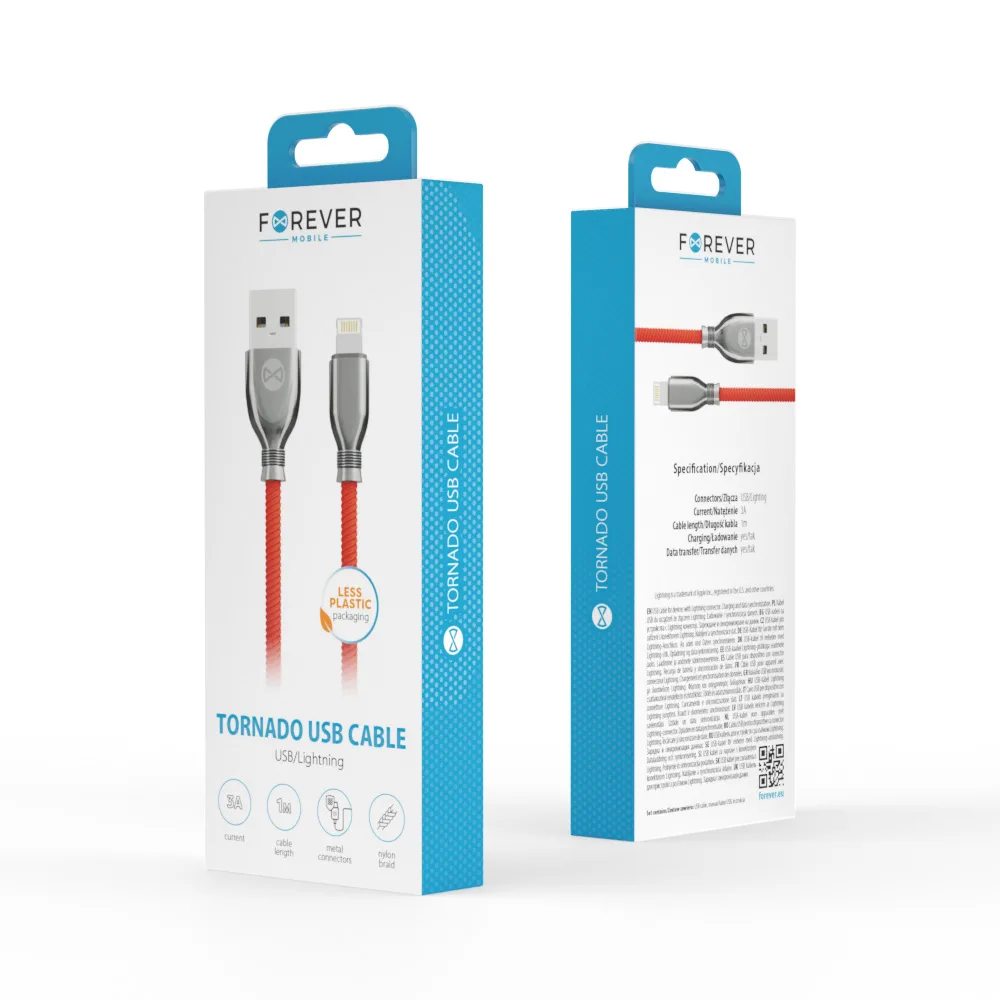 Forever Tornado cable USB – Lightning 1,0 m 3A red