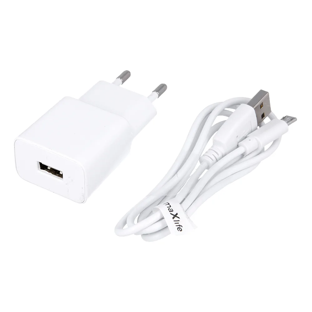 Maxlife MXTC-01 laddare 1x USB 1A vit + microUSB-kabel