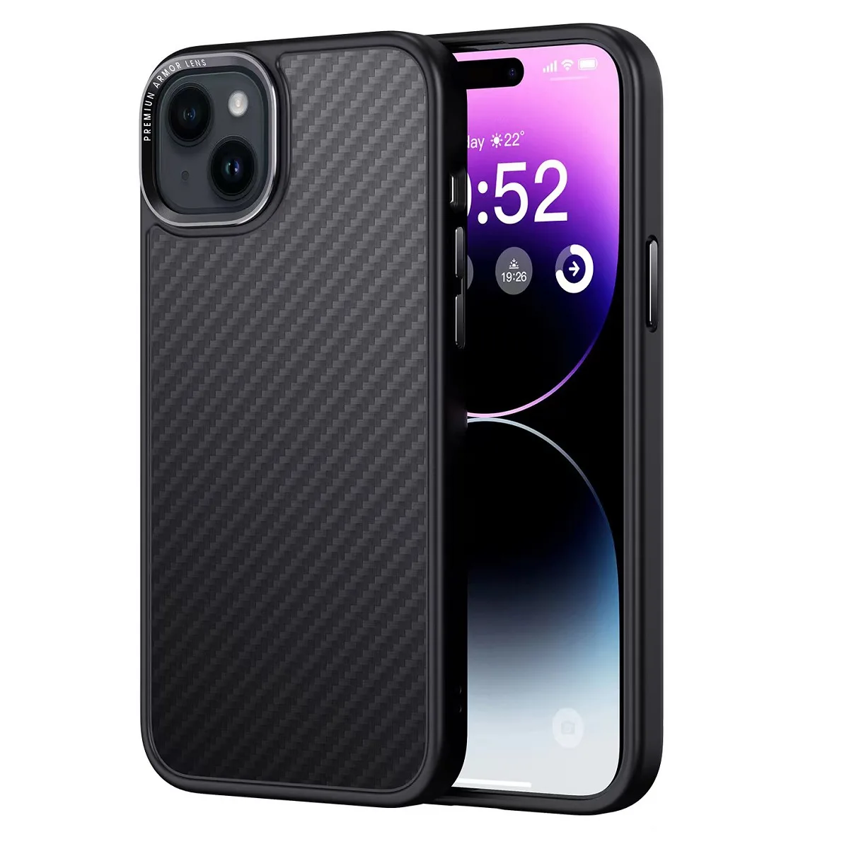 Kommafodral Kevlar Mag för iPhone 15 Plus svart