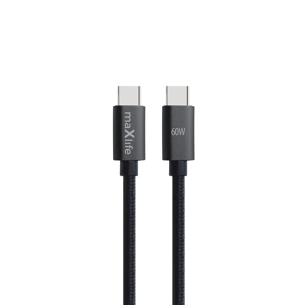 Maxlife MXUC-12 cable USB-C - USB-C 2,0 m 60W black
