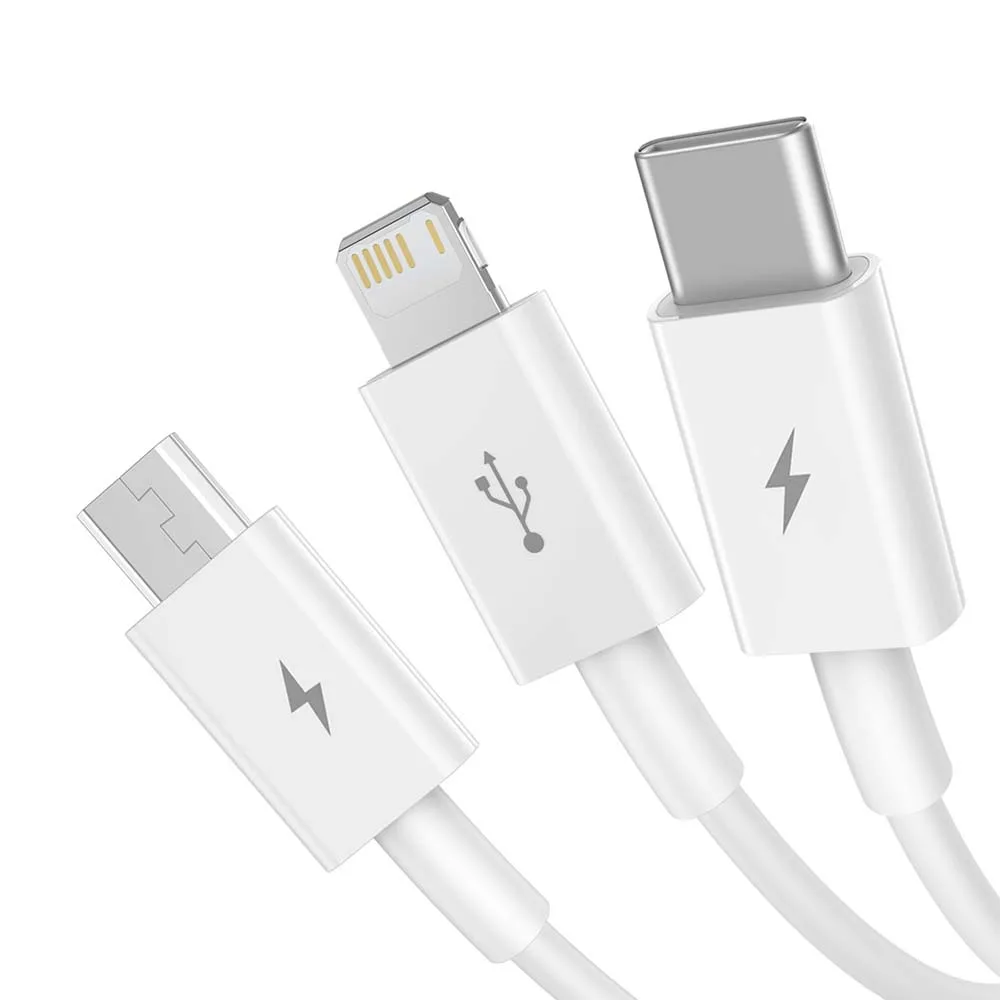 Baseus cable 3in1 Superior USB – Lightning + USB-C + microUSB 1,5 m 3,5A white