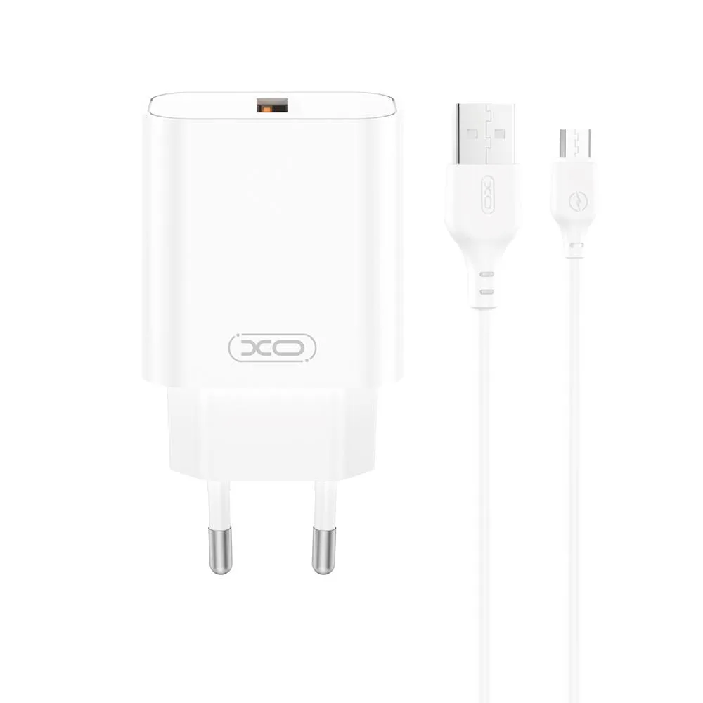 XO wall charger CE33 QC 18W 1x USB white + cable USB-C