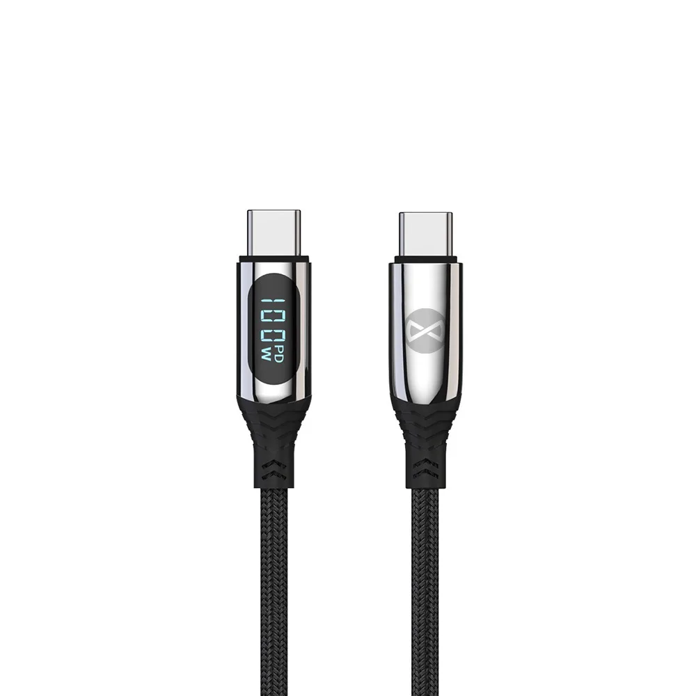 Forever LCD-kabel USB-C – USB-C 1,0 m 100W svart