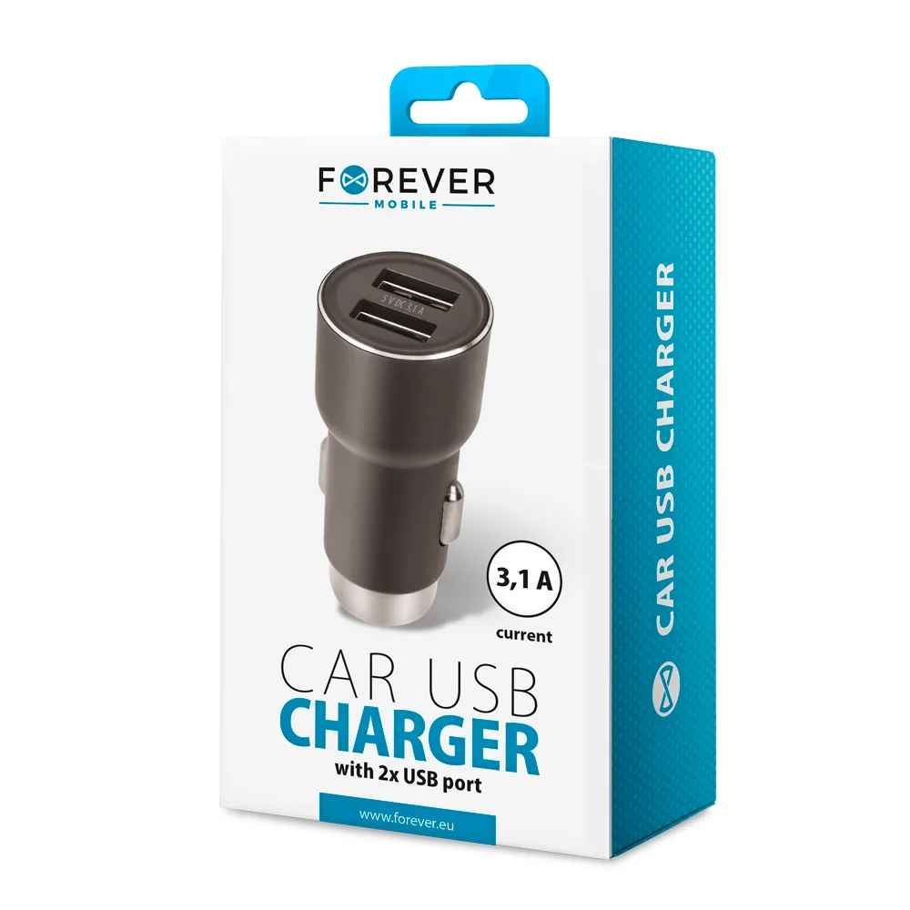 Forever CC-04 bil-laddare 2x USB 3.1A svart