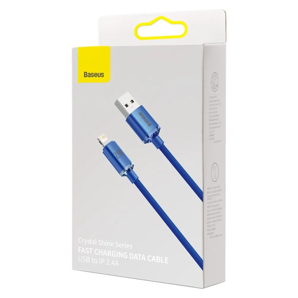 Baseus kabel Crystal Shine USB – Lightning 2,0 m 2,4A blå