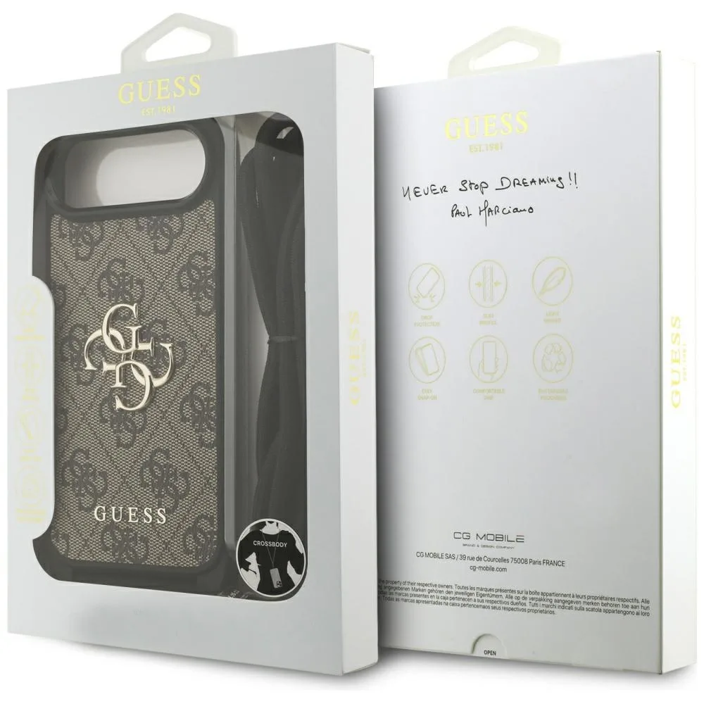 Guess 4G Big Logo Cord Stap Crossbody case for iPhone Air brown