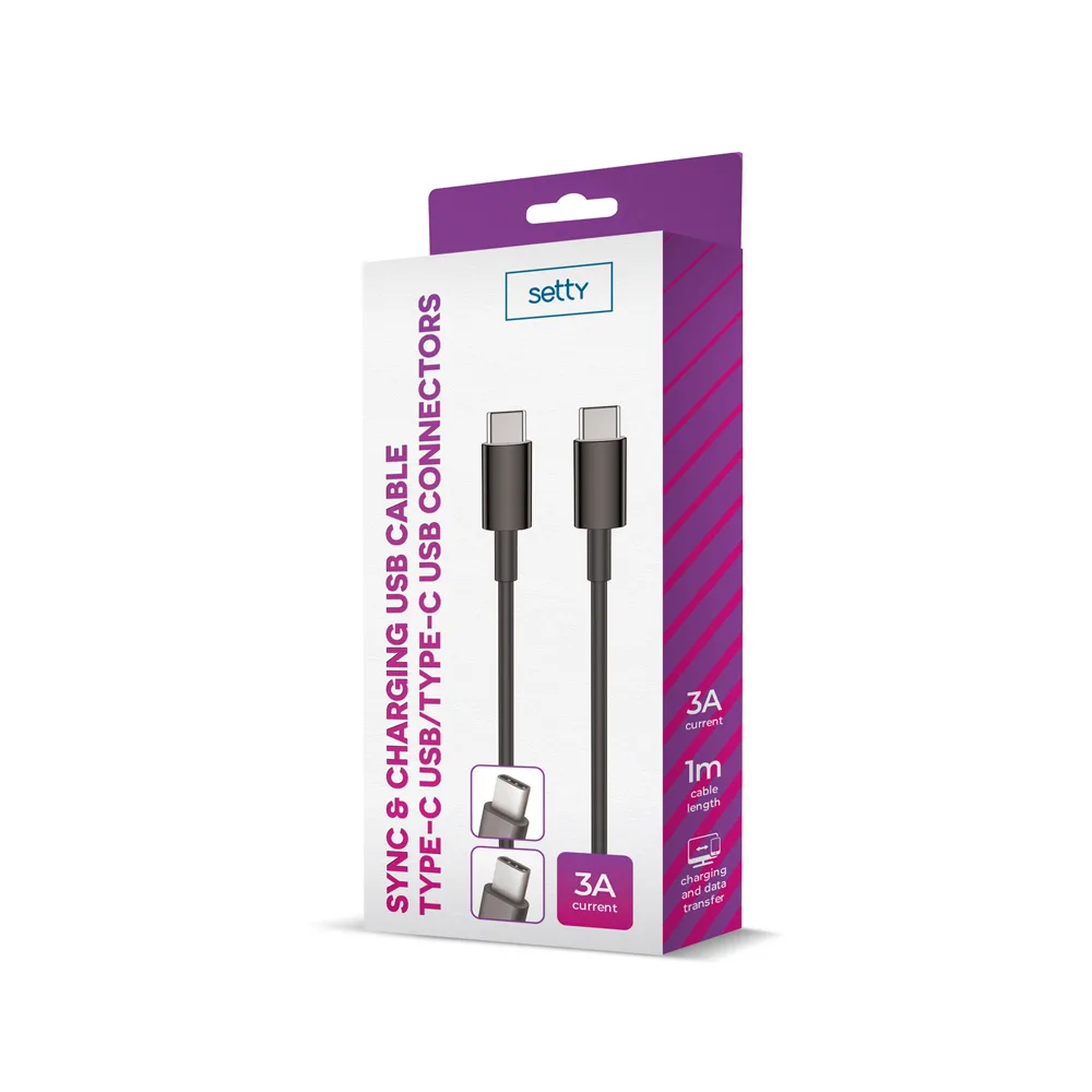 Setty cable USB-C – USB-C 1,0 m 3A black