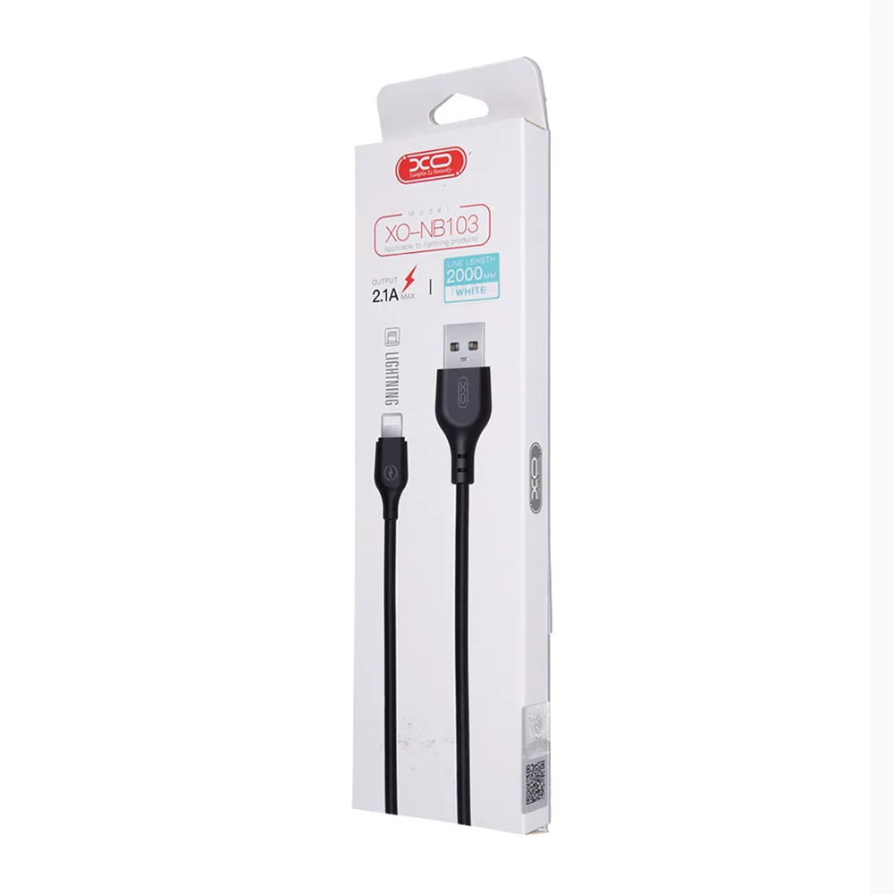 XO-kabel NB103 USB – Lightning 2,0 m 2,1A vit