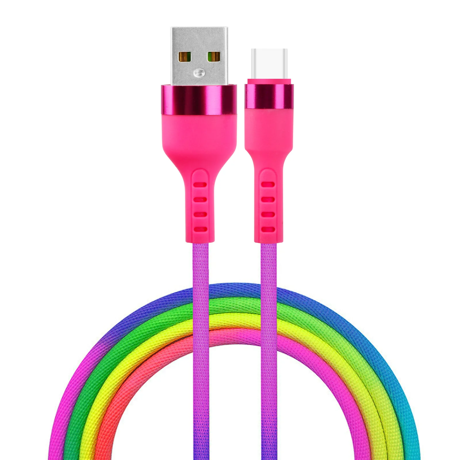 Setty USB – USB-C-kabel 1,2 m 2,1A KNA-C-1.22.113 regnbåge