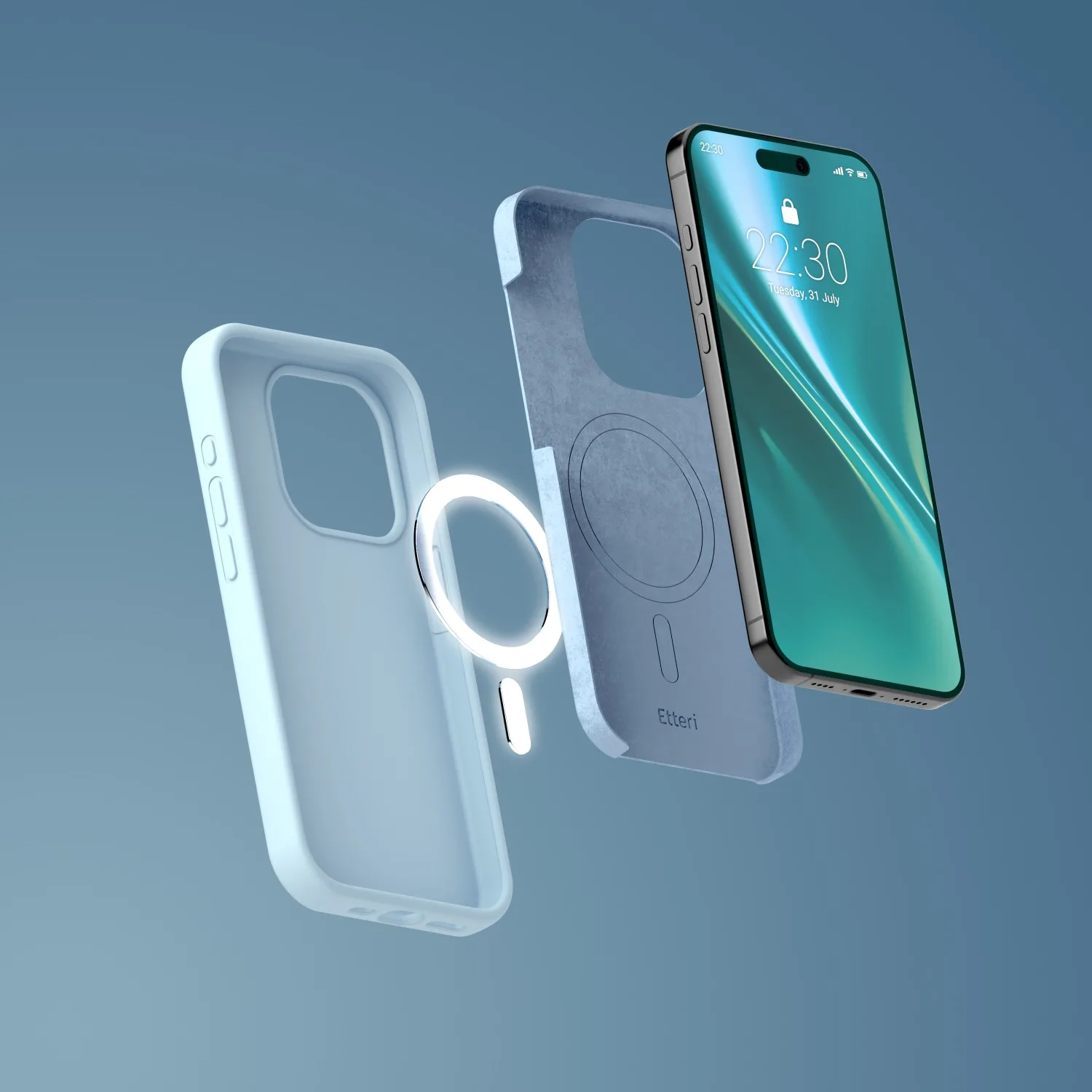 Etteri Silicone Mag case for iPhone 14 6,1″ light blue