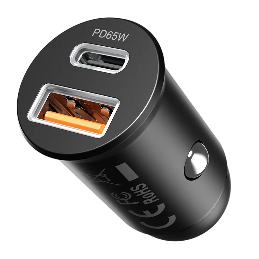 Proove Tiny Power Pro PD bil-laddare USB-C + USB-A 65W svart